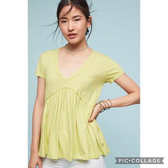 Anthropologie Tops - Anthropologie T. La Draped V Neck Peplum T Shirt